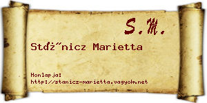 Stánicz Marietta névjegykártya